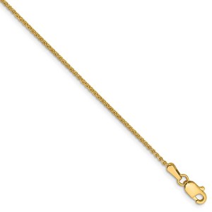 Black Bow Jewelry 1.2mm 14k Yellow Gold, Solid D/C Spiga Chain Anklet - 1 of 4