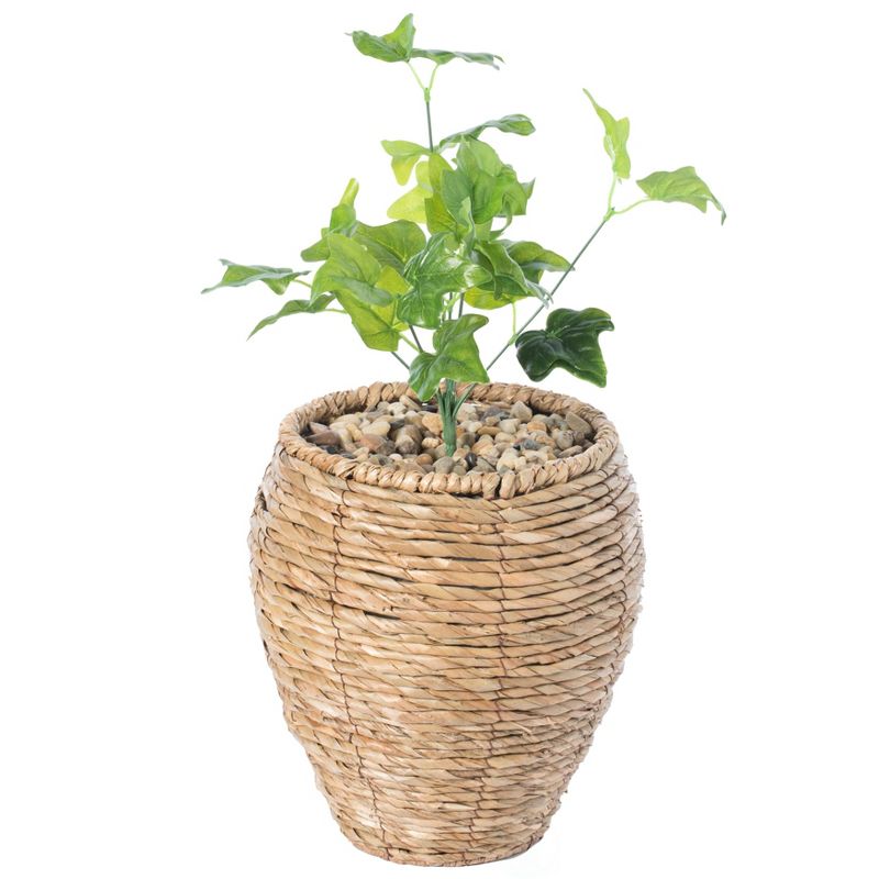 Vintiquewise Woven Round Flower Pot Planter Basket with Leak-Proof Plastic Lining, 1 of 7