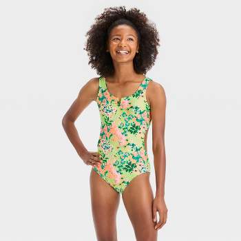 Girls' 'Patch it Up' Floral Printed One Piece Swimsuit - art class™