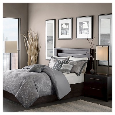 Garner Dotted Duvet Cover Set (Full/Queen) Gray - 6pc