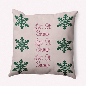 16"x16" 'Let It Snow' Square Throw Pillow Light Mauve - e by design: Indoor Accent, Holiday Cheer Collection - 1 of 4