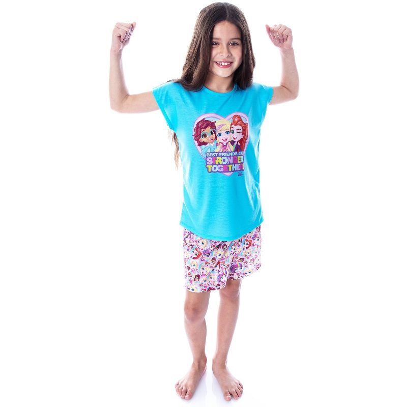 Polly Pocket Little Girls' Best Friends Shirt and Shorts 2 PC Pajama Set Best Friends, 5 of 6