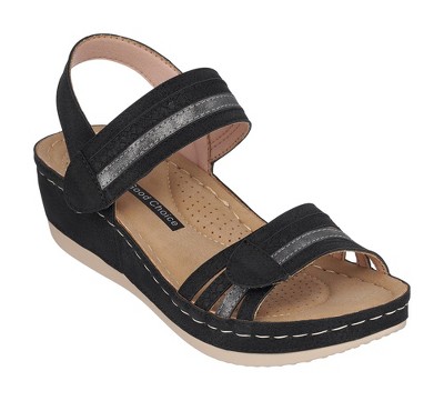 GC Shoes Samar Double Band Velcro Comfort Slingback Wedge Sandals