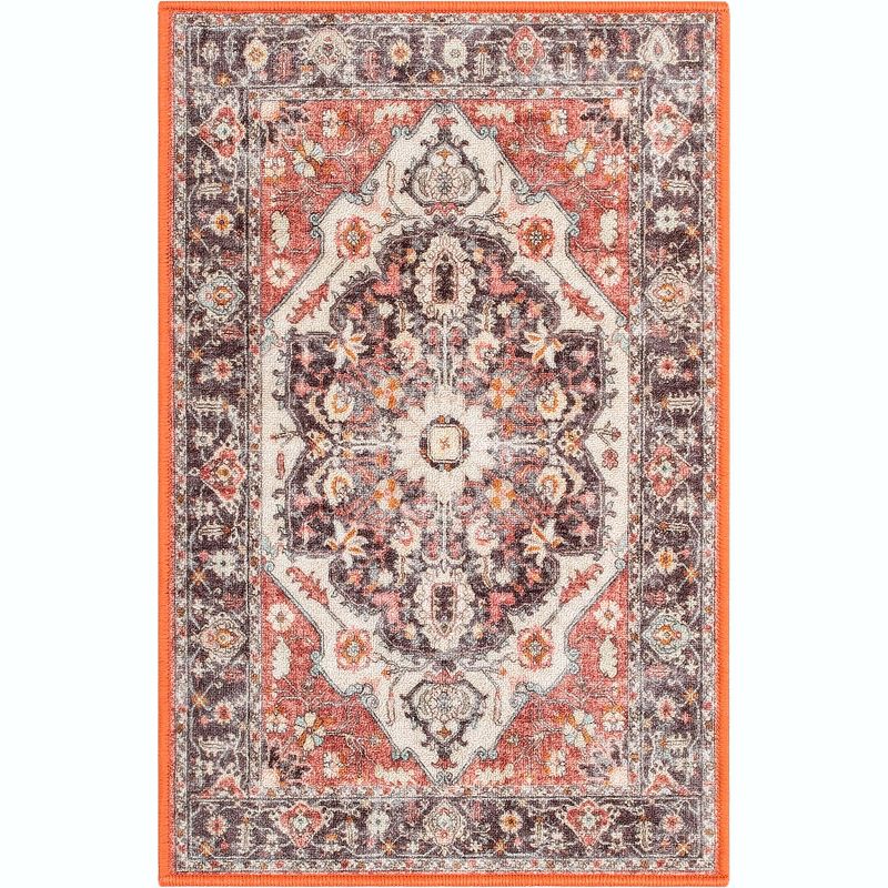 Well Woven Kings Court Zazzu Multi Red Non-Slip Rubber Backed Oriental Medallion Rug - Hallway, Entryway & Kitchen -Machine-Washable, 1 of 9