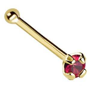 Jewelry Avalanche 22G 14K Gold Ball-end Nose Stud with Ruby Gemstone - 1 of 2