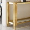 Double-Layer Tempered Glass Console Table with Mirror-Finished Stainless Steel Frame, Modern Entryway & Sofa Table - 3 of 4