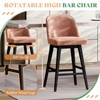 AMERLIFE Counter Bar Stools Set of 2, Brown Boucle Upholstered, Swivel with Back, 26" Seat - 3 of 4