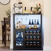 36"Wine Bar Cabinet with Light, Glass Holder & Detachable Rack - Coffee Bar Buffet with Mesh Door Storage for Kitchen & Dining Room - 3 of 4
