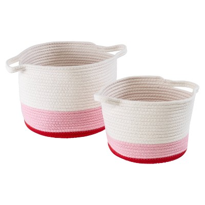 Honey-Can-Do Set of 2 Cotton Rope Baskets Red