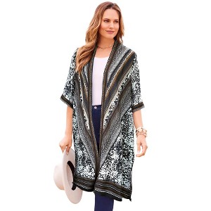 Catherines Women's Plus Size Luxe Georgette Long Duster - 1 of 4