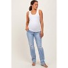 Pinkblush Light Blue Distressed Ripped Knee Straight Leg Maternity Jeans - 2 of 4