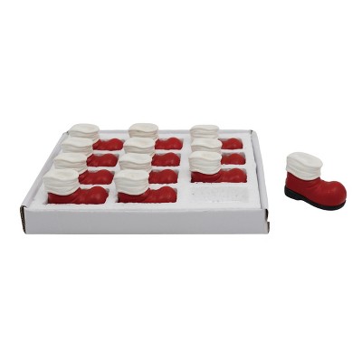 Transpac Resin Santa's Boots Decorative Figurines Set of 12 Red Christmas Tabletop Decor Indoor Use Gift Giving and Hostess Gifts Easy Care Spot or