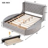 Queen Size Upholstered Storage Platform Bed with Wingback Headboard, 1 Big Drawer and 2 Side Storage Stool-ModernLuxe - 3 of 4