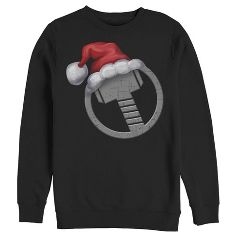 Men's Marvel Christmas Santa Thor Hammer Sweatshirt : Target