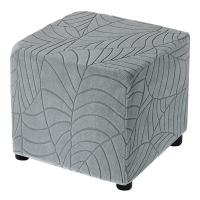 Unique Bargains Elastic Living Room Bedroom Leaf Pattern Square Foot Stool Cover