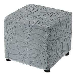 Unique Bargains Elastic Living Room Bedroom Leaf Pattern Square Foot Stool Cover - 1 of 4
