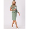 INSPIRE CHIC Women's Short Sleeve Blazer Jacket Pencil Skirt Business Suit Set 2 Pcs - 3 of 4