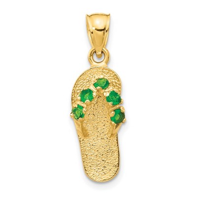 Black Bow Jewelry 14k Yellow Gold May Cubic Zirconia Birthstone Flip Flop Pendant