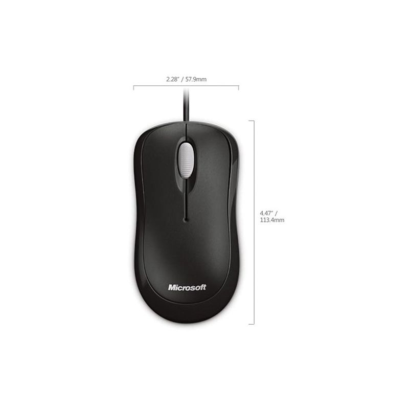 Microsoft Mouse Black - Wired USB - Optical - 800 dpi - 3 Button(s) - Use in Left or Right Hand, 5 of 6