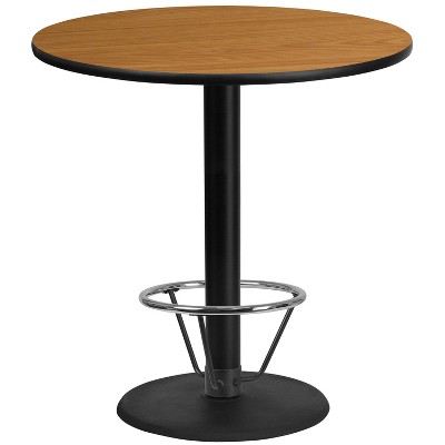 Emma and Oliver 42"RD Natural Laminate Bar Table Top-24"RD Base/Foot Ring