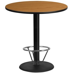 Emma and Oliver 42"RD Natural Laminate Bar Table Top-24"RD Base/Foot Ring - 1 of 1