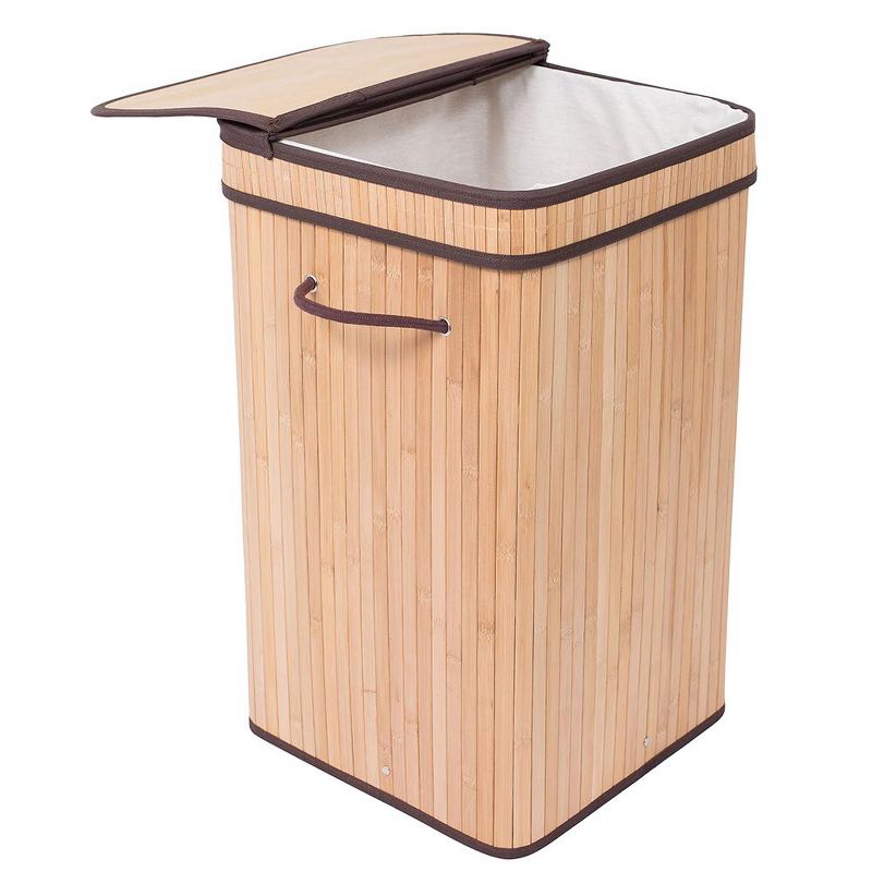 BirdRock Home Bamboo Square Laundry Hamper with Lid and Cloth Liner - Natural, 2 of 9