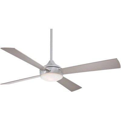 52" Minka Aire Modern Indoor Ceiling Fan with LED Light Aluminum Silver Opal Glass for Living Room Kitchen Bedroom Family Dining