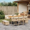vidaXL Patio Dining Set with Cushions Table and Chairs Outdoor Poly Rattan - Beige Wood 10-Piece - 2 of 4