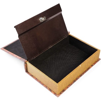 Juvale Rustic United States Map Style Secret Hidden Book Safe Box with Key Lock, 13 x 8.25 x 2.5 inches