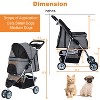 FDW Pet Strolle Dog Cat Jogger Stroller for Medium Small Dogs Cats Travel Stroller with 360° Swivel Wheels Large Storage Basket - 2 of 4