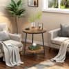 Lirago Brown 2-Tier Round End Table E1 Particle Board Metal Frame 19.68x19.68x23.62 Storage Shelf Nightstand - 4 of 4