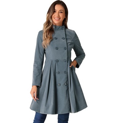 INSPIRE CHIC Women's Velvet A-Line Steampunk Double Breasted Winter Trench Coats