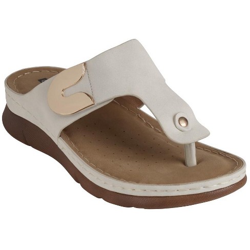 Gc Shoes Sam White 10 Hardware Comfort Slide Flat Sandals : Target