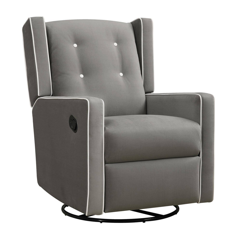 Baby Relax Shirley Swivel Glider Recliner Chair - Gray Microfiber -  89667685