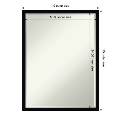 Svelte Noir Black Petite Bevel Wood Bathroom Mirror