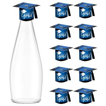 Big Dot of Happiness Blue Grad - Best is Yet to Come - DIY Grad Cap Royal Blue Graduation Party Bottle Topper Decorations - Set of 20