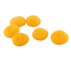 Unique Bargains Kitchen Plastic Dish Bowl Pan Washing Cleaning Ball Brush Scrubber Cleaner Yellow 6 Pcs - 1 of 3