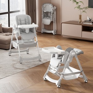 Baby High Chair, Foldable High Chair for Babies & Toddlers, 7 Adjustable Seat Heights & 5-Point Safety Harness for 6-36 Months Babies - 1 of 1