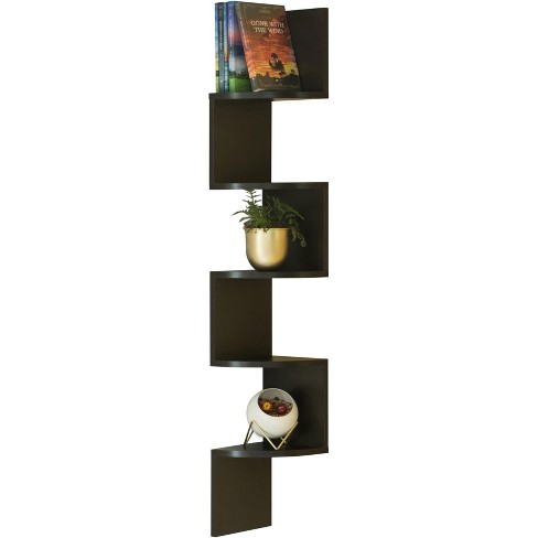 Basicwise 5 Tier Wall Mount Corner Shelf, Black : Target