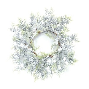 Melrose Flocked Cedar Wreath 15"D - 1 of 3
