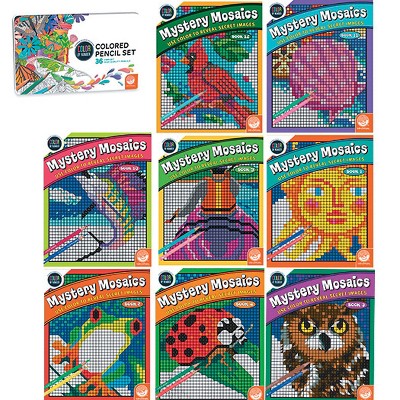 MindWare Color By Number Mystery Mosaics: Set Of Eight Books And Free  Pencils - Coloring Books