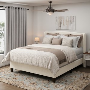 King Size Bed Frame with 49.21"High Back Upholstered Headboard and 27.17" High Footboard - 1 of 4