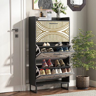Hommoo Freestanding Shoe Storage Cabinet with 3 Flip Drawers