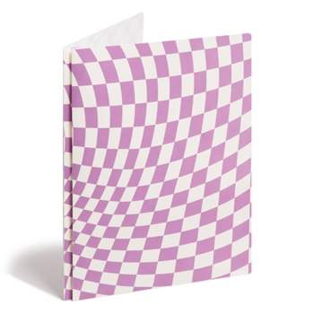 U Brands 2 Pocket Fashion Plastic Folder 70's Purple Checkered