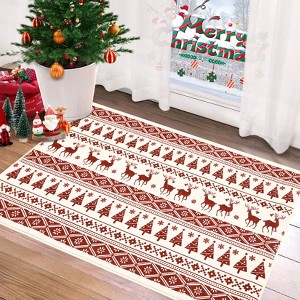 Garvee Christmas Area Rug Washable  Hallway Runner Rug Snowflake Holiday Decor Bedroom Rug Decorative Xmas Boho Carpet Dining Room Office - 1 of 4