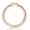 Guili 14K Gold Plated Slim Ring with Magenta-Blue Enamel & Cubic Zirconia Baguette – A Vibrant Piece for Kids & Teens, Blue or Red, Sizes 4-6. - 2 of 3
