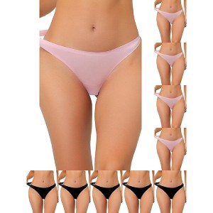 INSPIRE CHIC Women's Unlined Satin Invisible Bikini Comfortable No-Show Thongs 10 Packs - 1 of 4