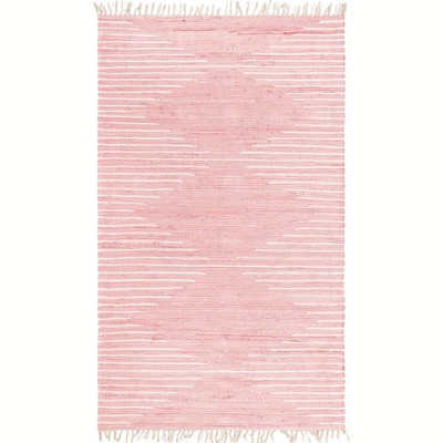 Handwoven Rose Geometric 5x8 Cotton Area Rug