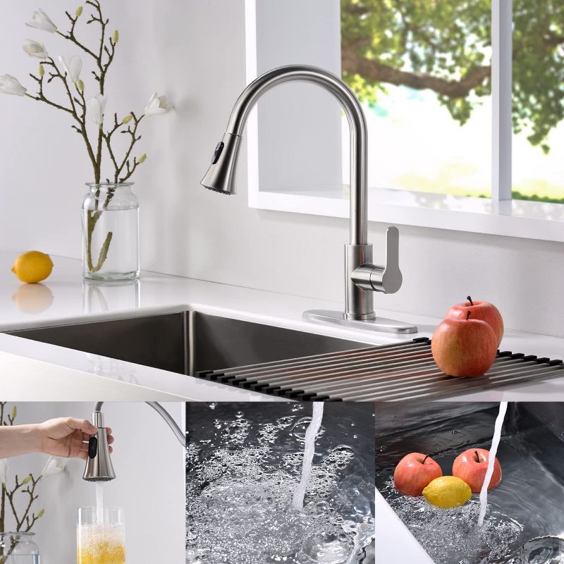 Amazing Force Single Handle Pull Down Sprayer Kitchen Faucet with 2 Modes, 2 of 9
