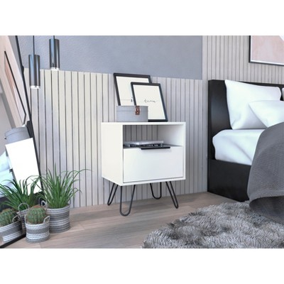 TIRAMISUBEST White Nightstand with Hairpin Legs, Space-Efficient Bedside Solution